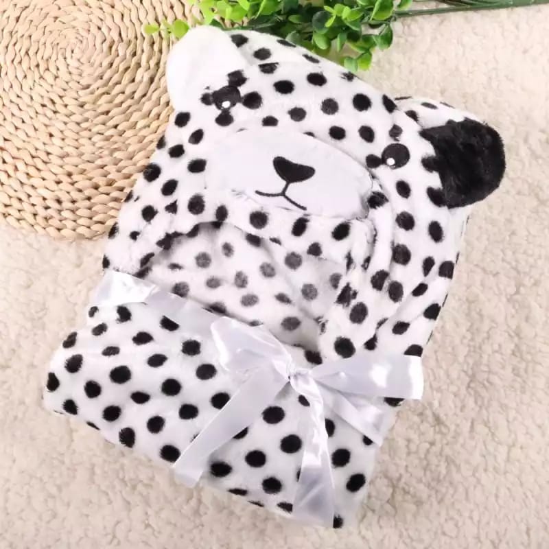 Blanket Shawl bear white black dotted