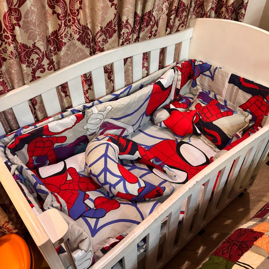 8 Pieces Cot Set Grey Spiderman