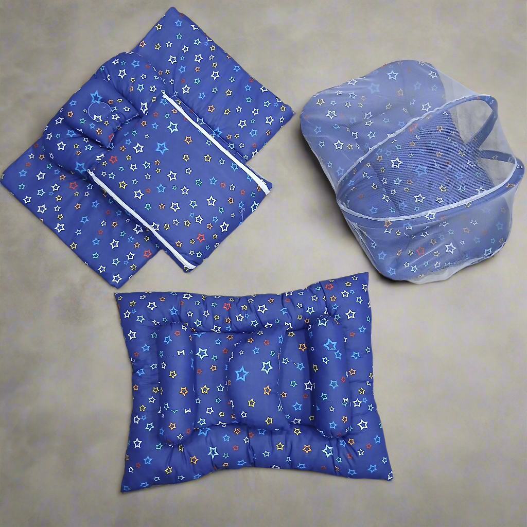 8 Pieces Baby Bedding set Blue multi stars Vol-10-9