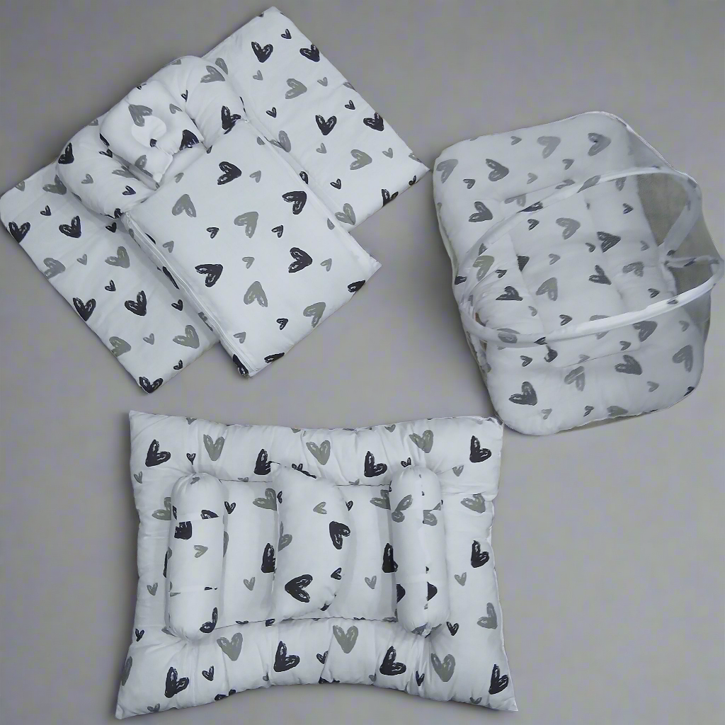 8 pieces Bedding set white black grey hearts Vol-10-9