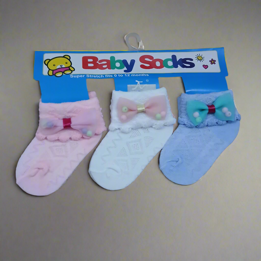 Pack Of 3 Socks butterfly knot
