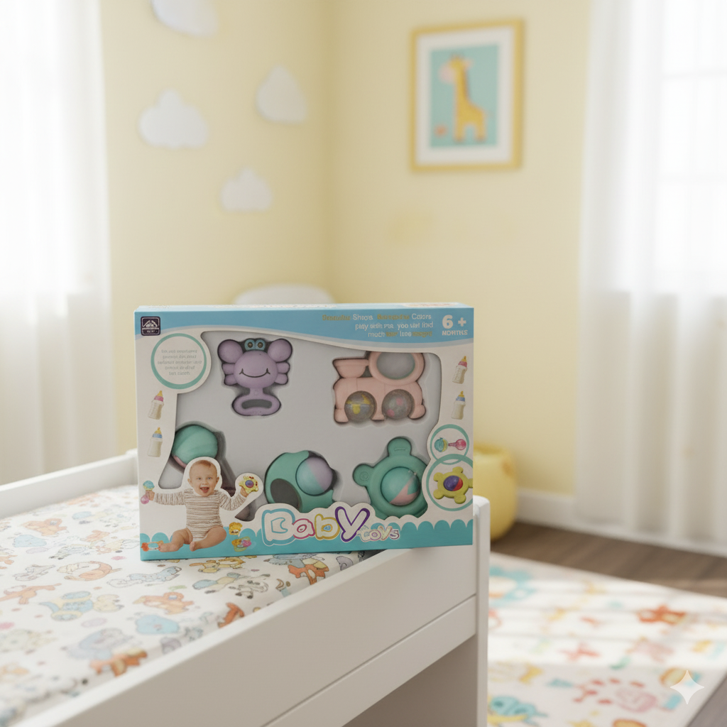 5 Pieces Rattle Set Baby Toy Box