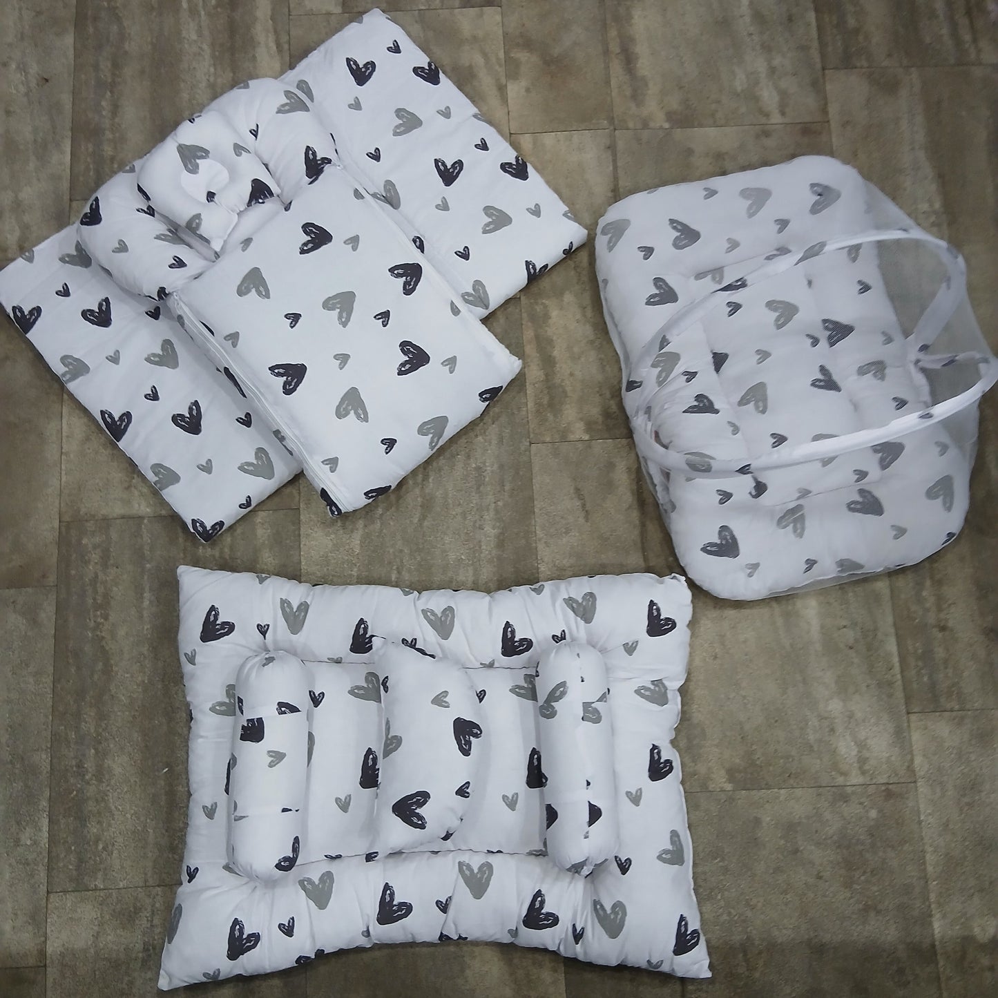 8 pieces Bedding set white black grey hearts Vol-10-9