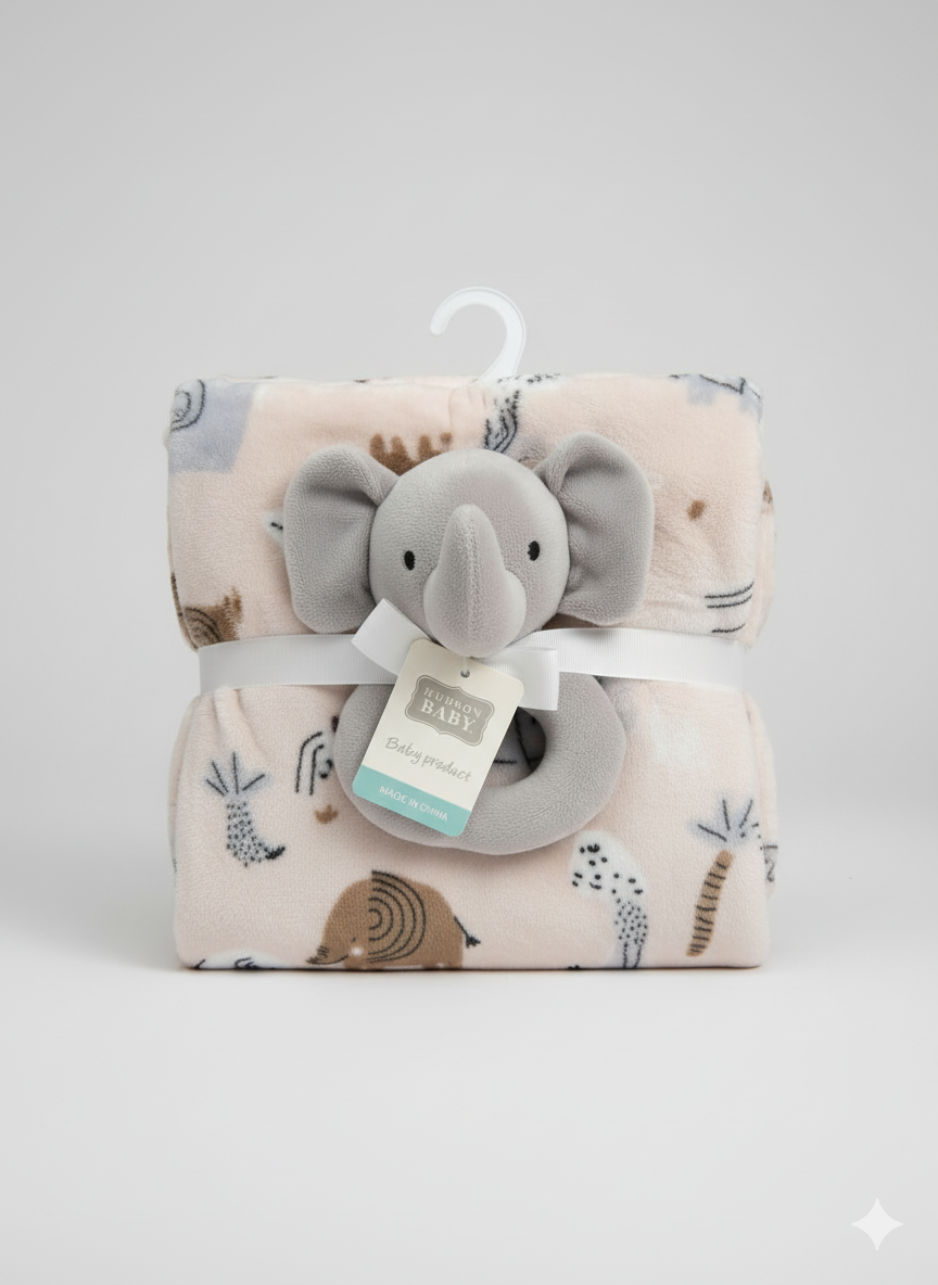 Emporio Blanket With stuff Toy off white animals