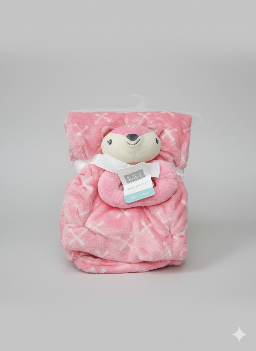 Emporio Blanket With stuff Toy pink fox