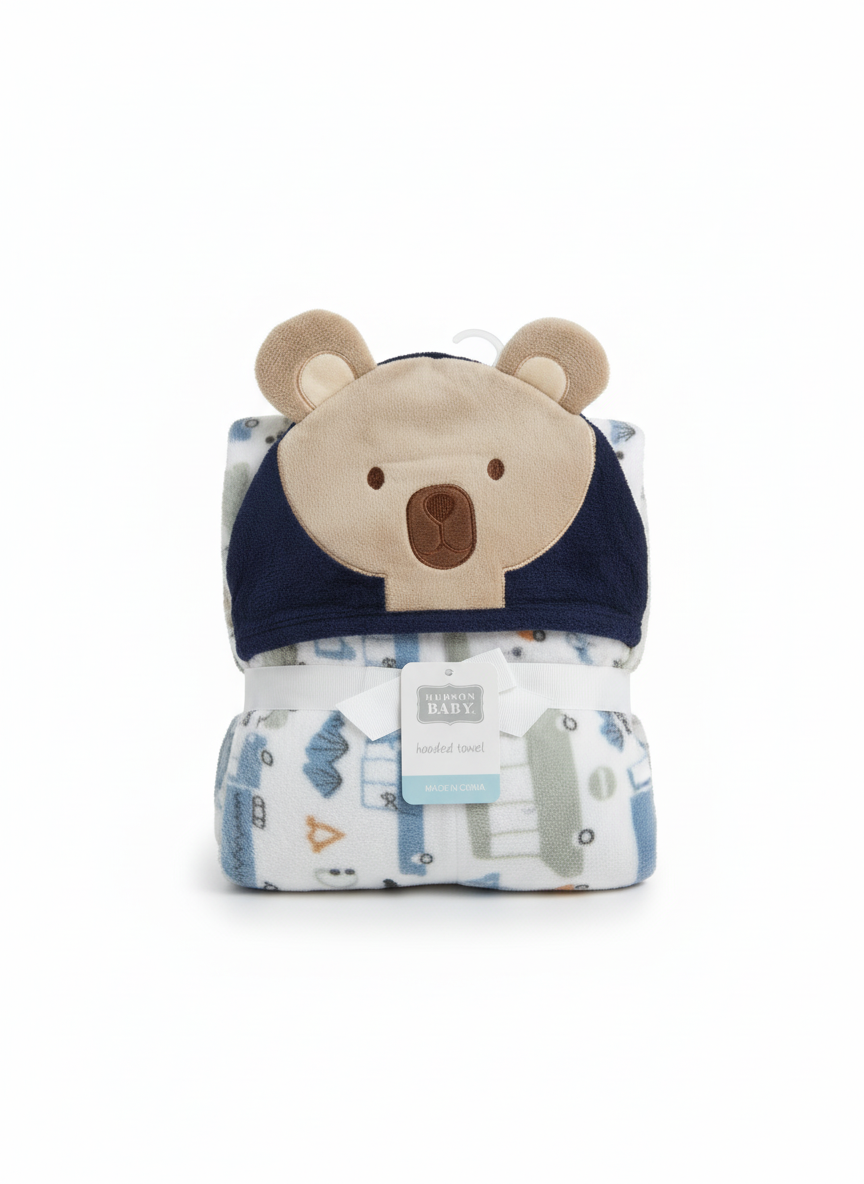 Hudson Blanket Shawl blue brown bear