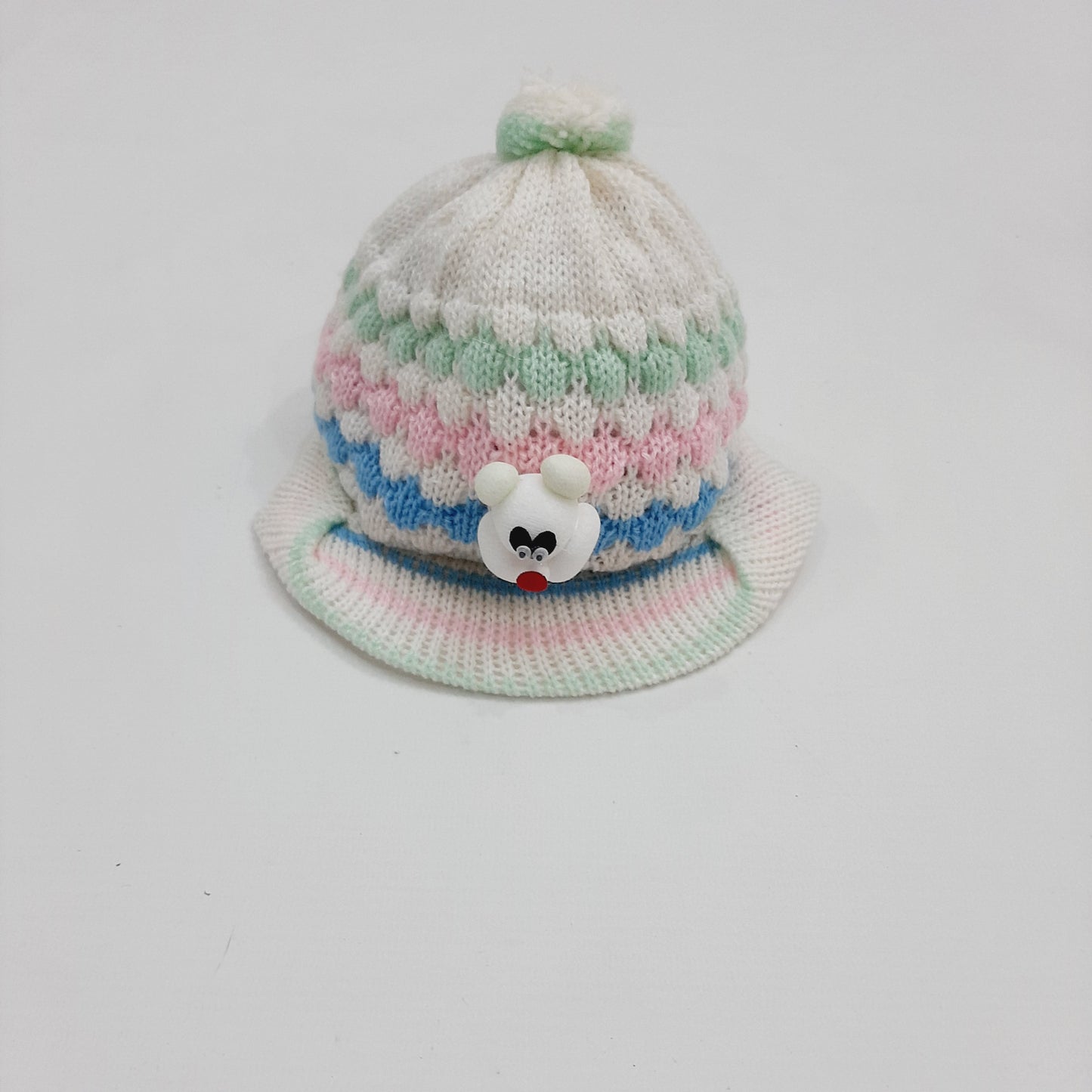 Pcap Woolen green pink blue lining