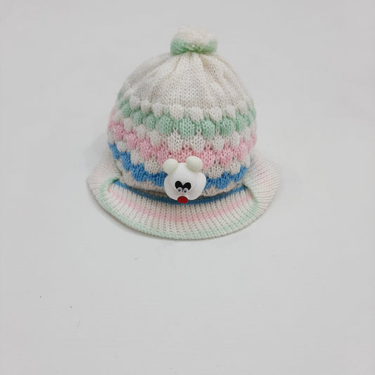 Pcap Woolen green pink blue lining