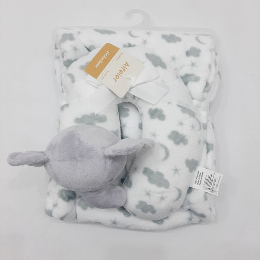 Emporio Blanket With Neck Pillow grey elephant