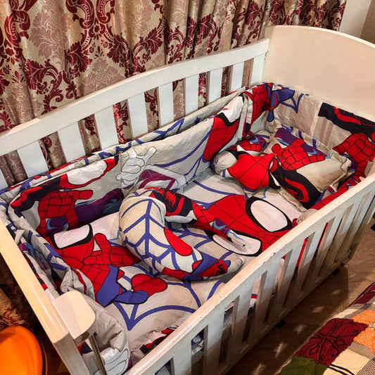 8 Pieces Cot Set Grey Spiderman