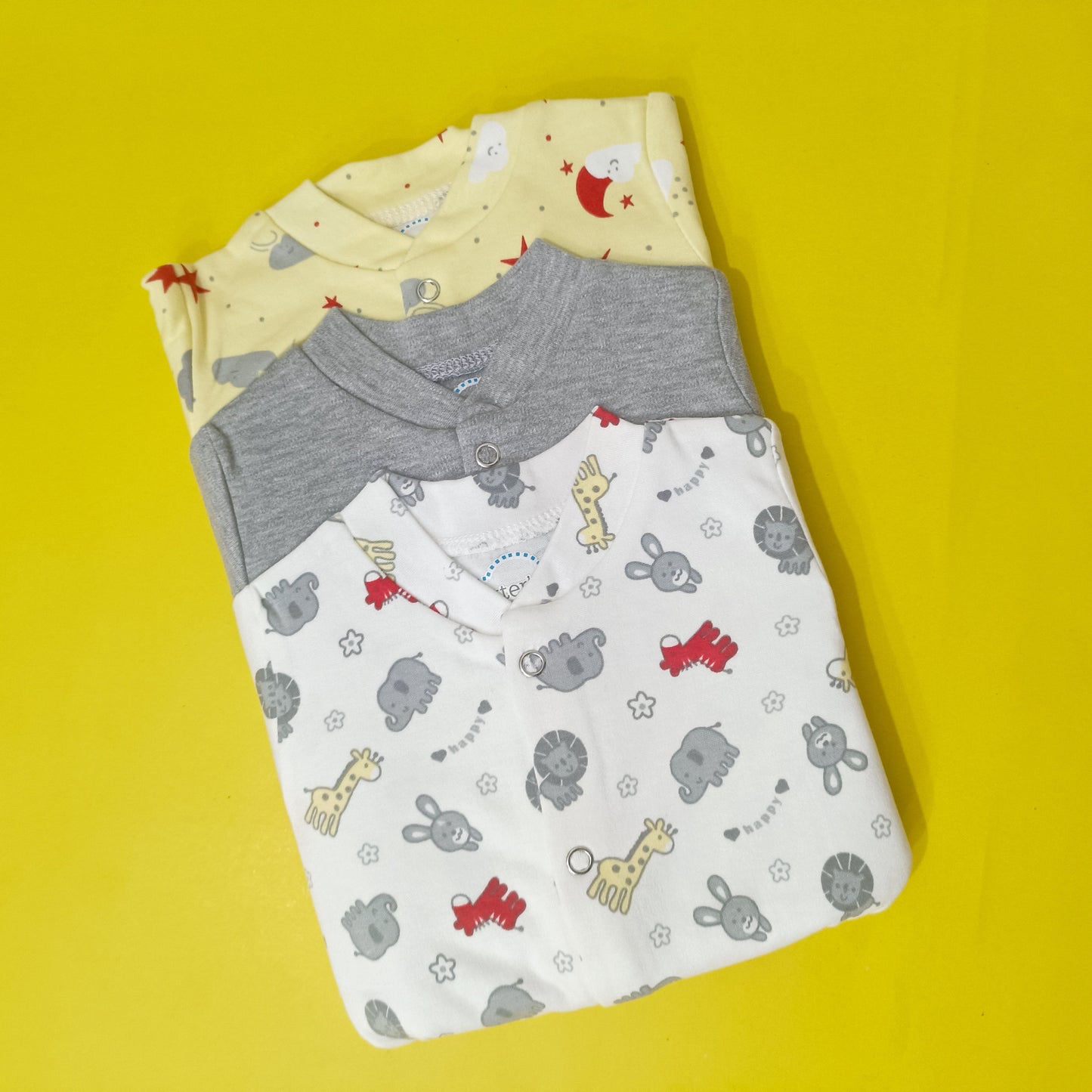 Pack Of 3 Sleep Suit Blue Lining