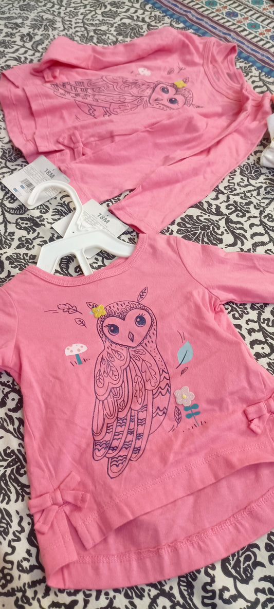 Imported Baby Shirts Pink Owl