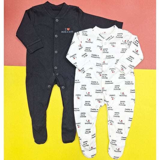 Pack Of 2 Sleep Suit Black Mom Dad