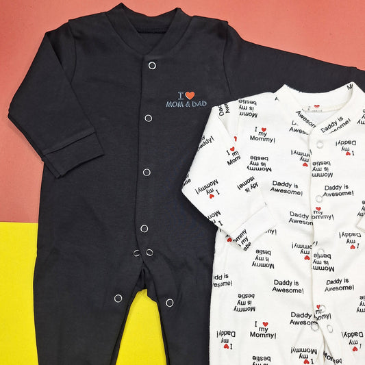 Pack Of 2 Sleep Suit Black Mom Dad