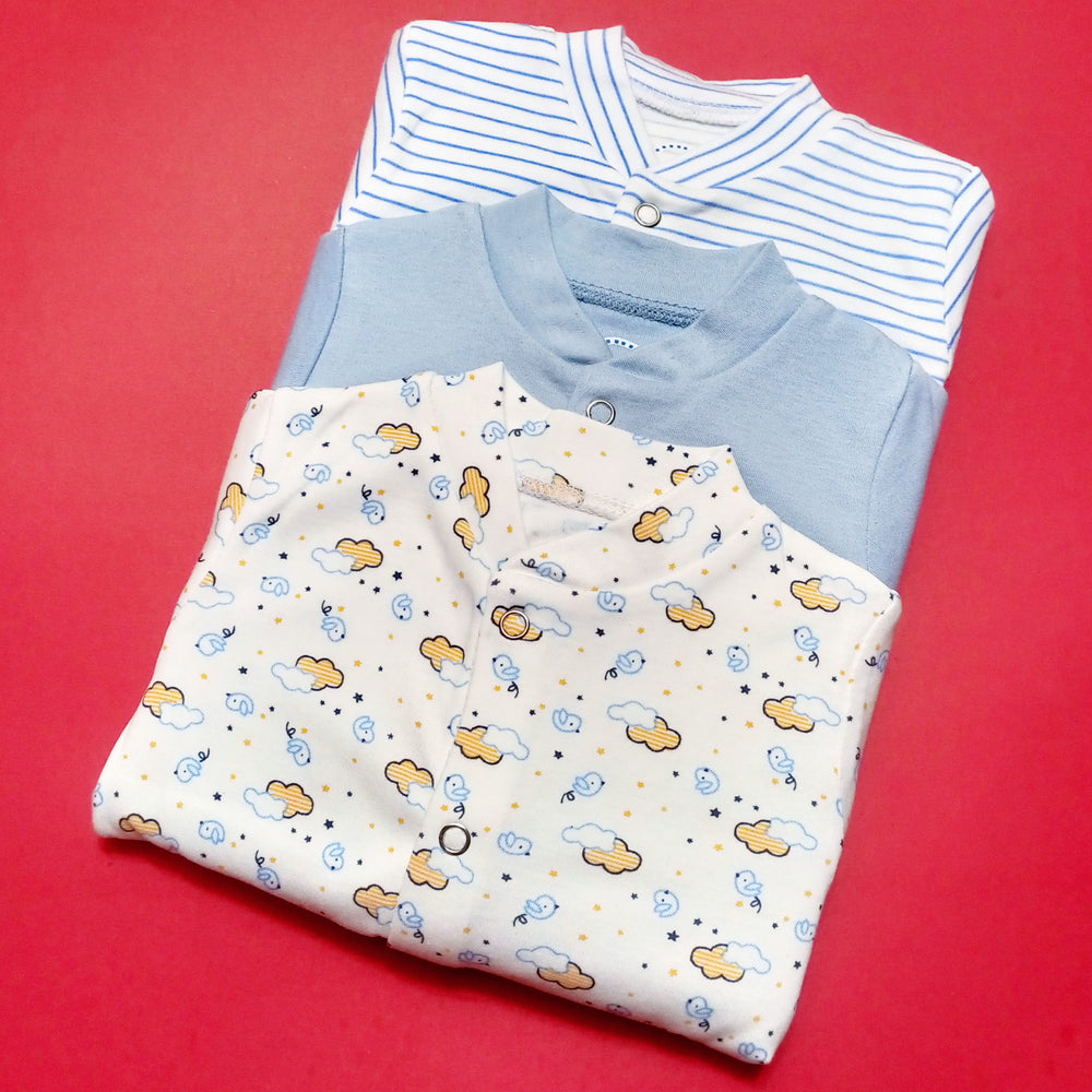 Pack of 3 Sleep Suit Blue Boys