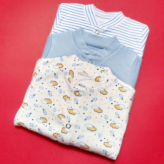 Pack of 3 Sleep Suit Blue Boys