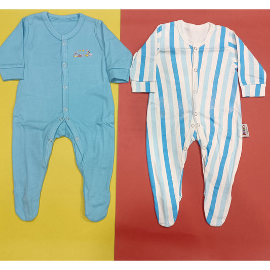 Pack Of 2 Sleep Suit sky blue white