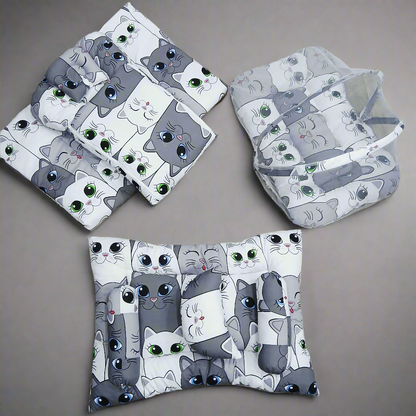 8 Pieces Baby Bedding set grey white cat Vol-29-8
