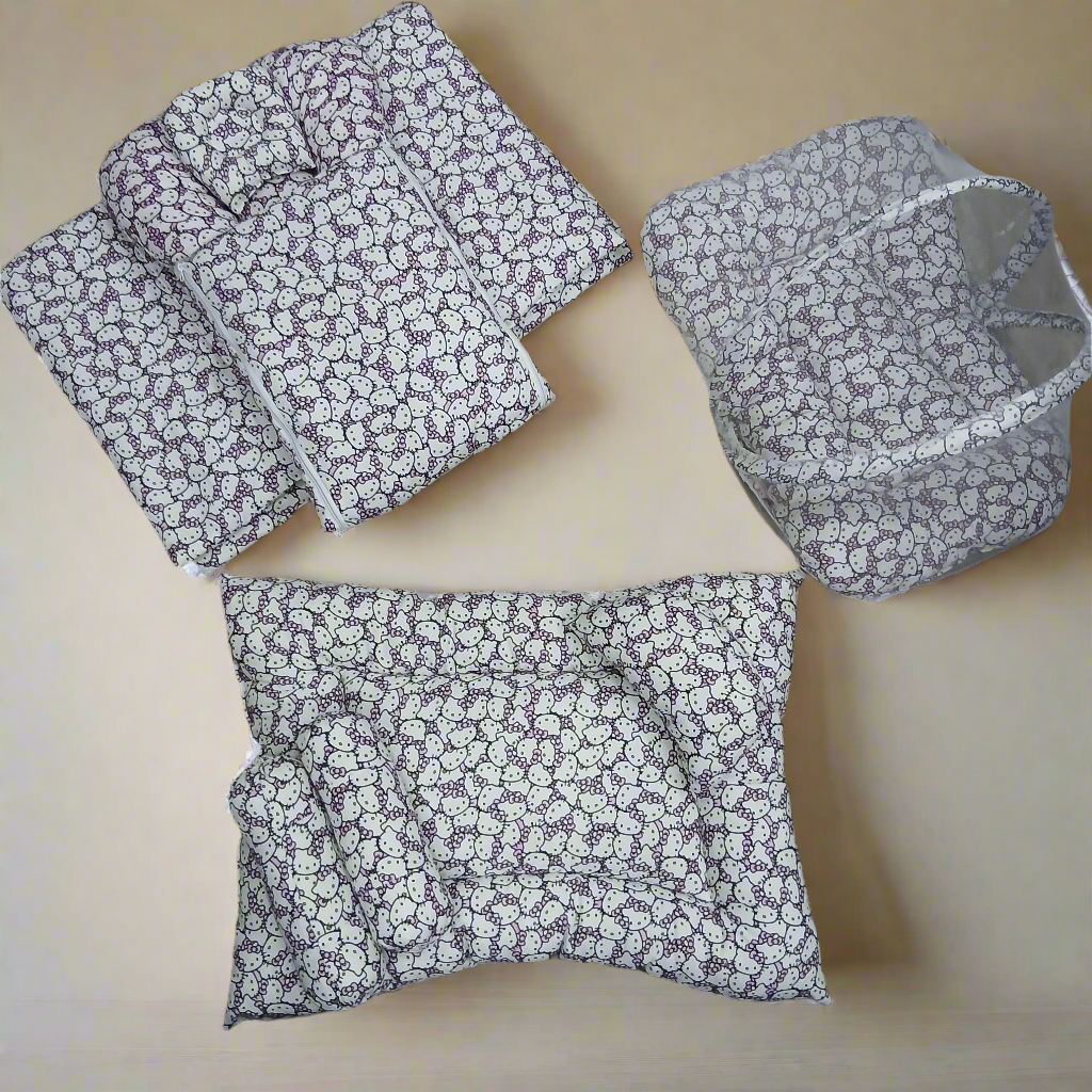 8 Pieces Baby Bedding set white pink kitty VOL-5-8