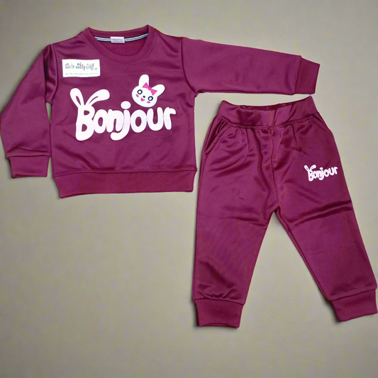Warm Baby Track Suit Bonjour Maroon