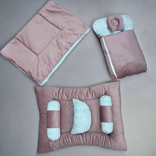 7 Pieces Baby Bedding Set Velvet Pink