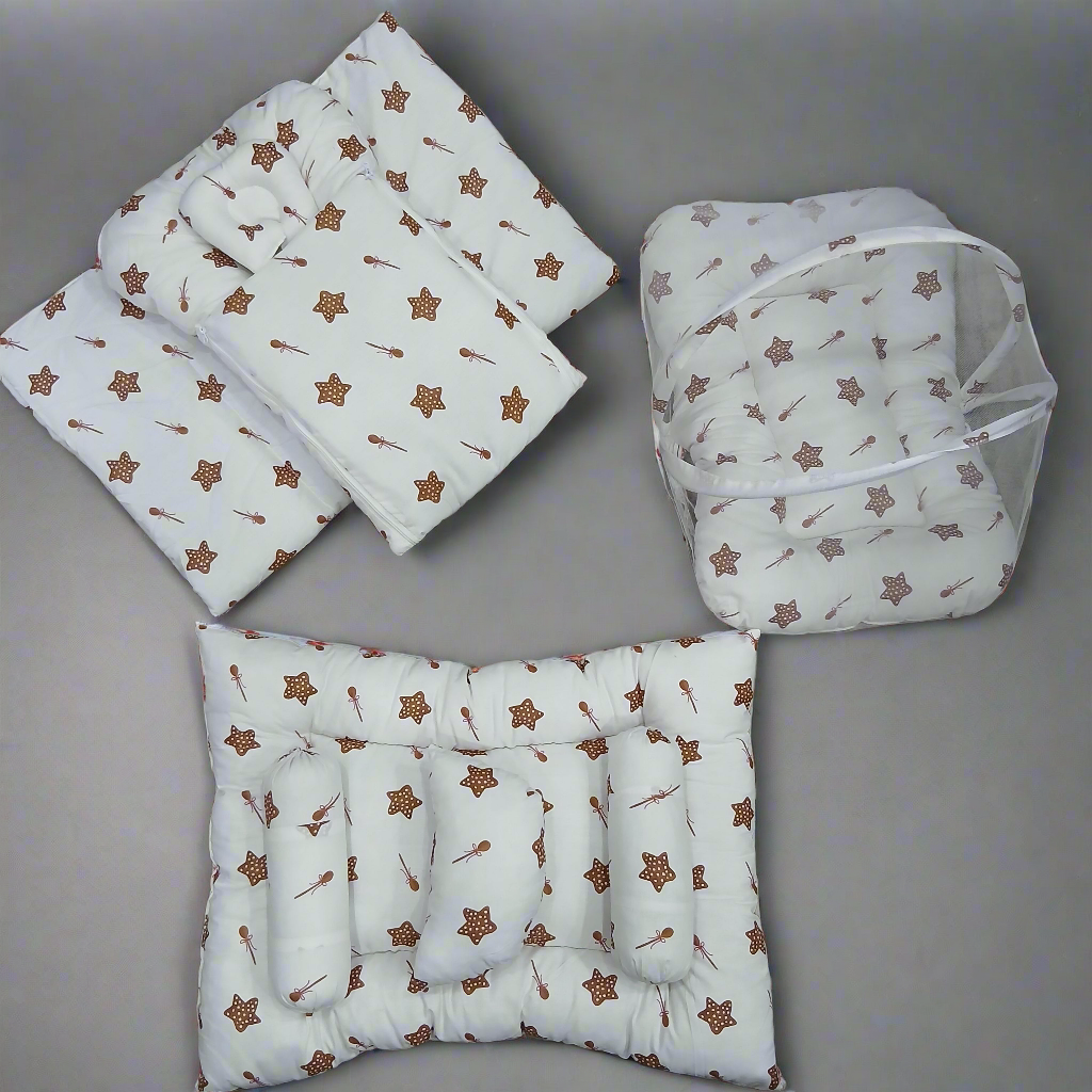 8 Pieces Baby Bedding set white golden stars Vol-29-8