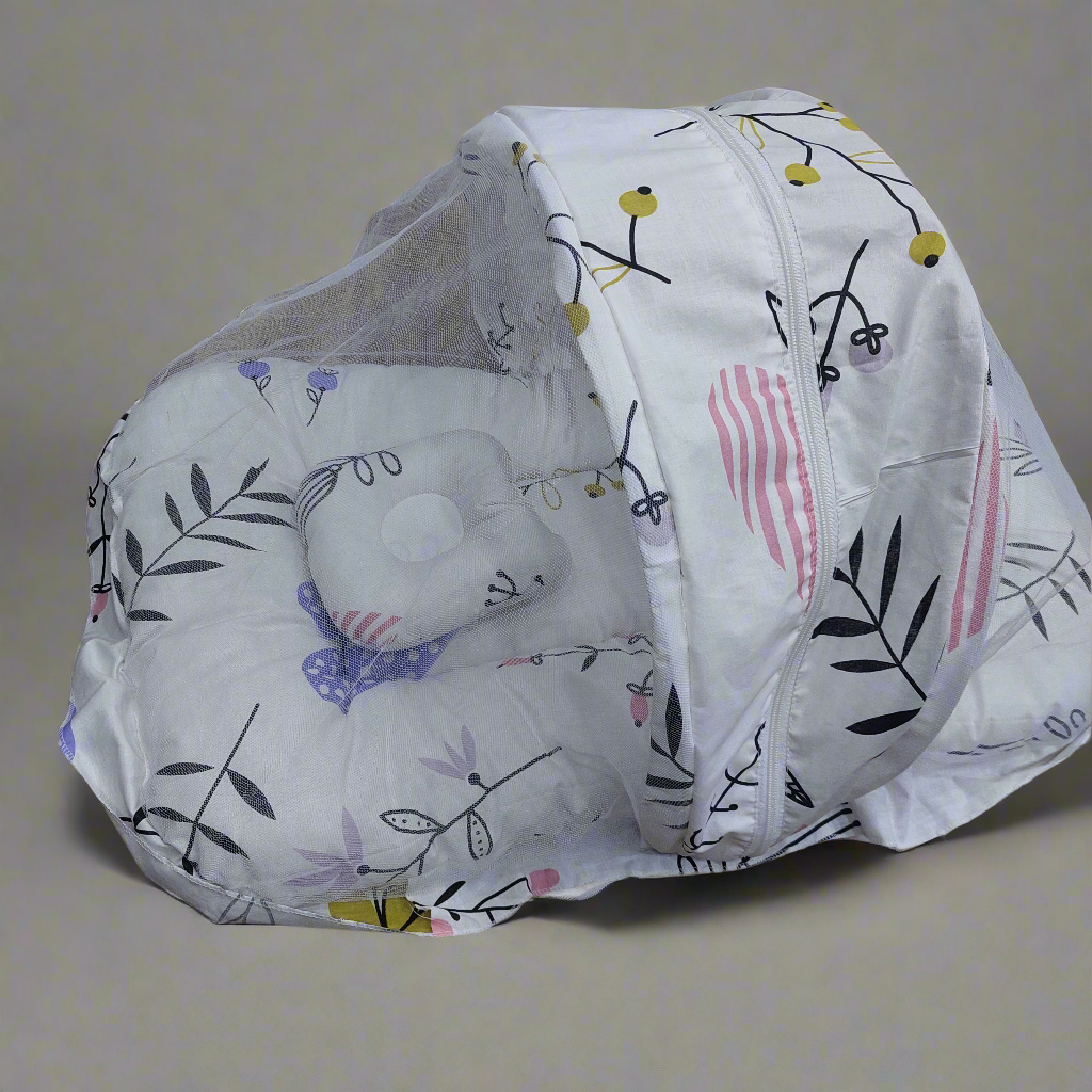 Mosquito Net white multi colour leaf