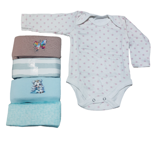 Pack Of 5 Baby Body Suit pink stars