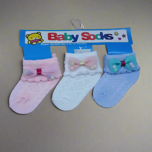 Pack Of 3 Socks butterfly knot