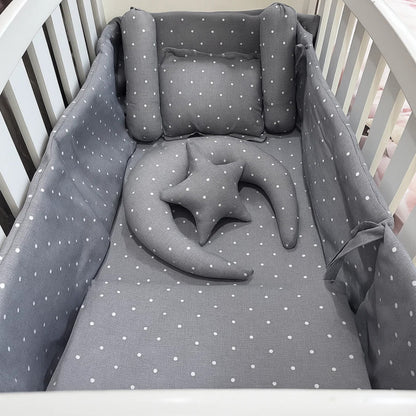 8 Pieces Cot Set Grey dots