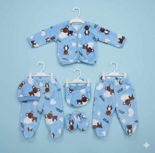 Six pieces Baby Suit For Winter blue bear