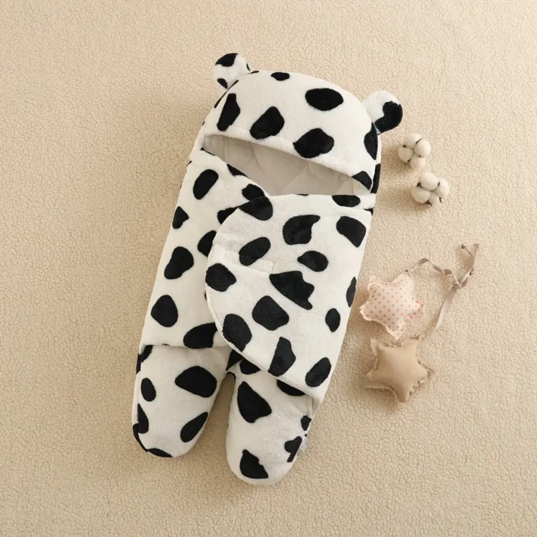 Warm Cozy Swaddles white black cow