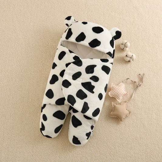 Warm Cozy Swaddles white black cow