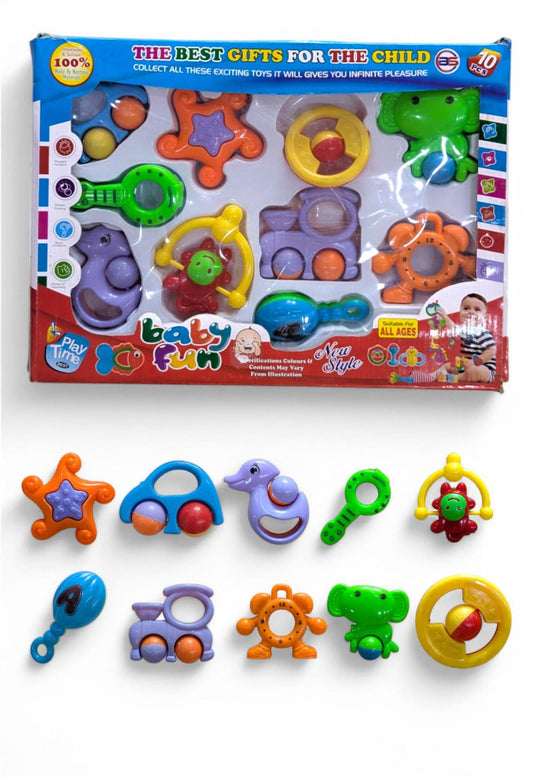 10 Pieces Rattle Set Baby Toy Box