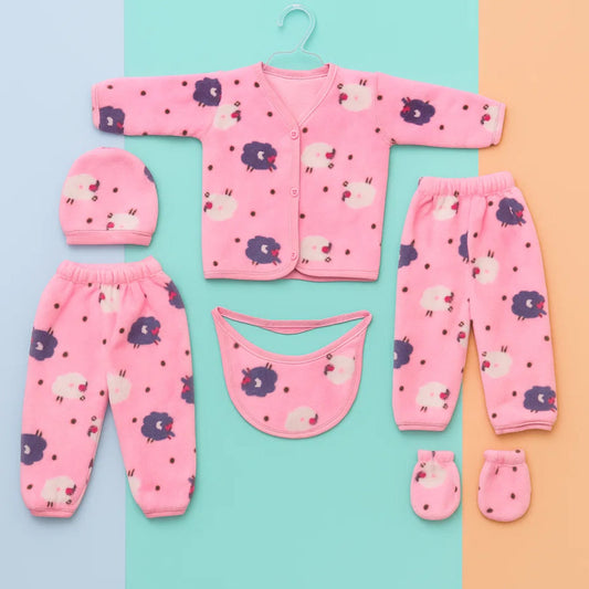 Six pieces Baby Suit For Winter Pink sheep