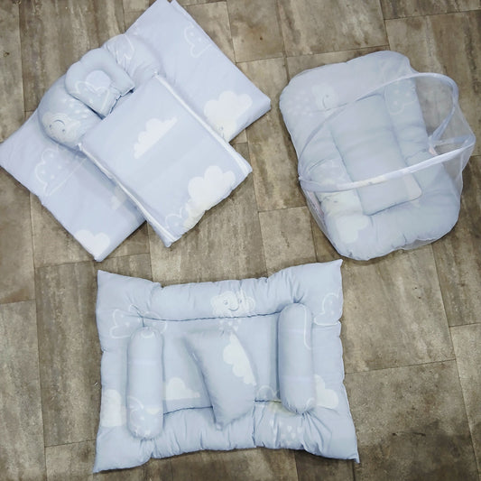 8 Pieces Baby Bedding set sky blue clouds Vol-29-8