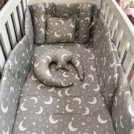 8 Pieces Cot Set Grey star moon