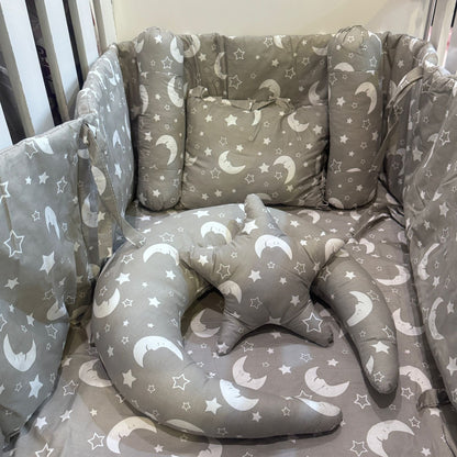 8 Pieces Cot Set Grey star moon