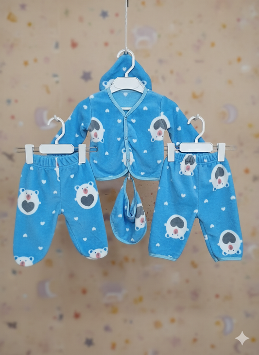 Five pieces Baby Suit For Winter blue bear hearts