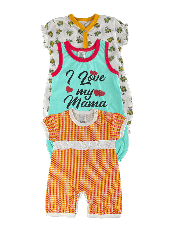 Pack Of 3 Romper Flower