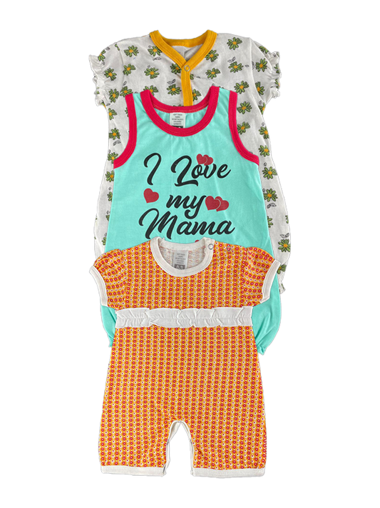 Pack Of 3 Romper Flower