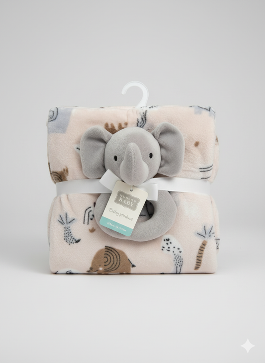 Emporio Blanket With stuff Toy off white animals