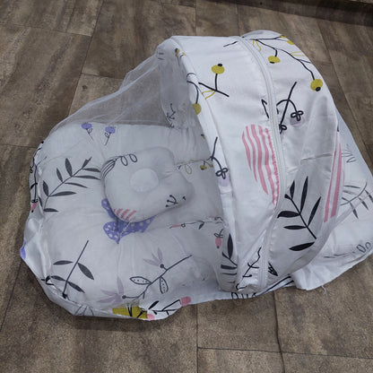 Mosquito Net white multi colour leaf