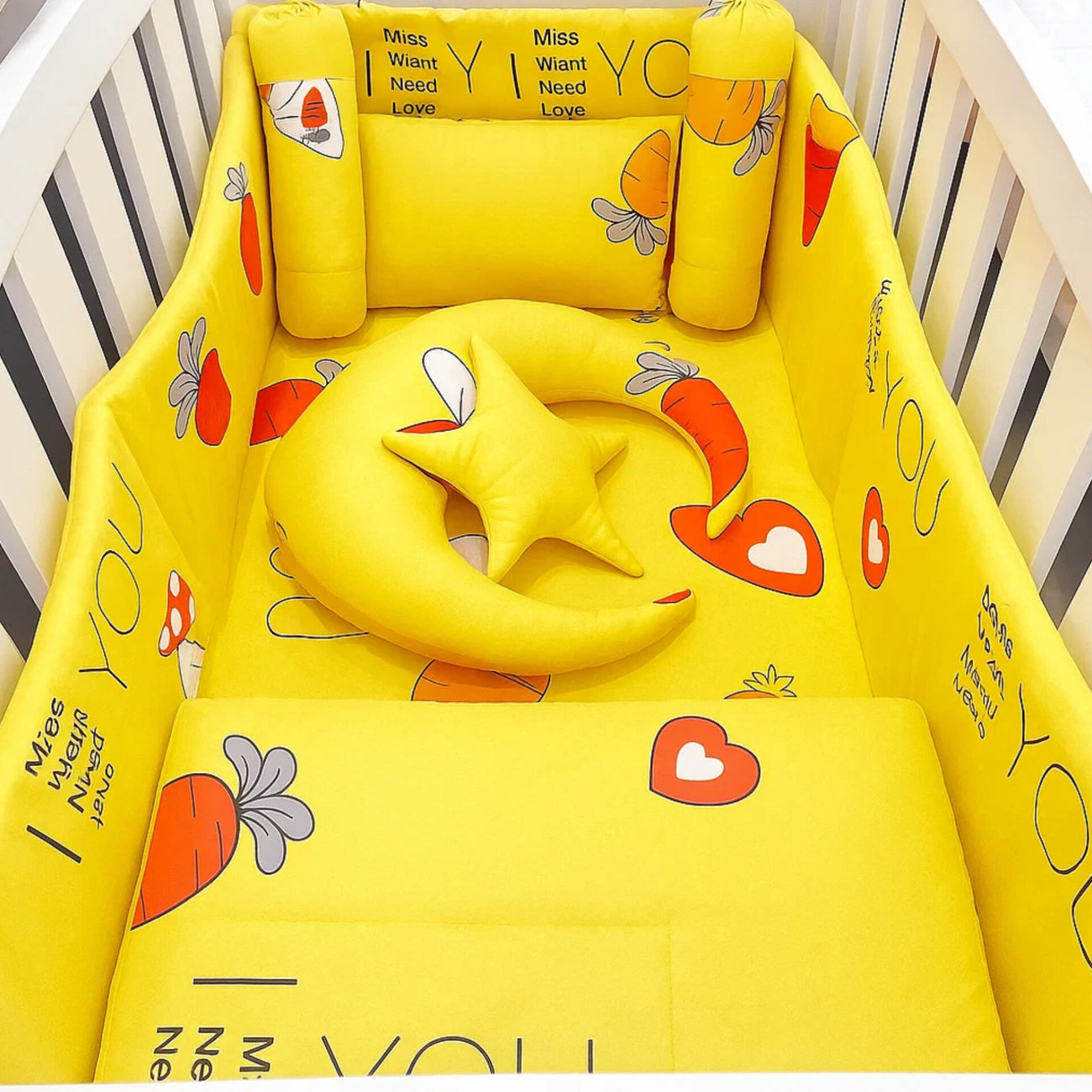 8 Pieces Cot Set yellow Rabbit