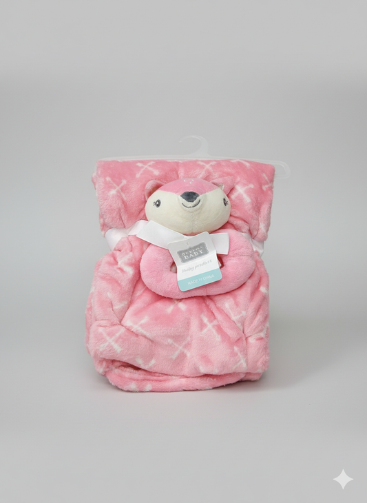 Emporio Blanket With stuff Toy pink fox