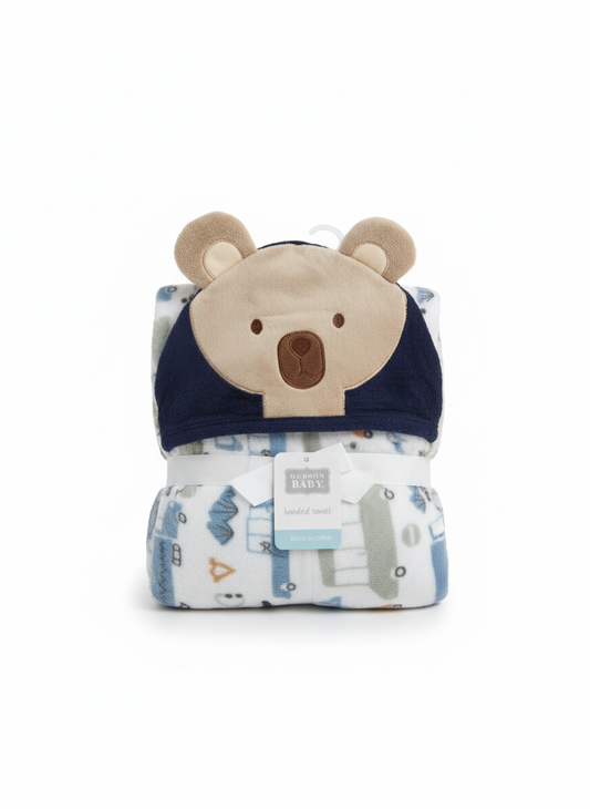Hudson Blanket Shawl blue brown bear