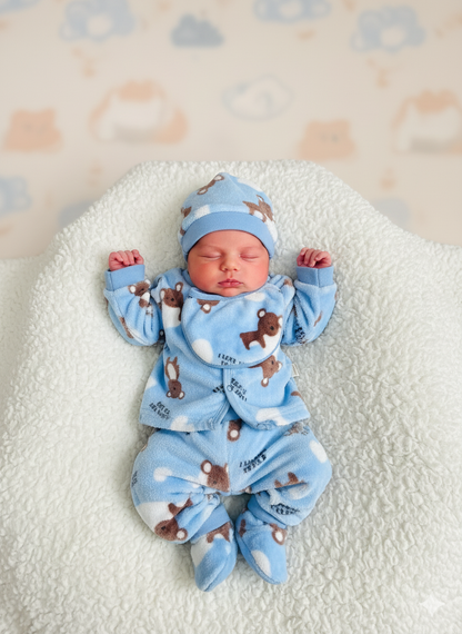 Six pieces Baby Suit For Winter blue bear