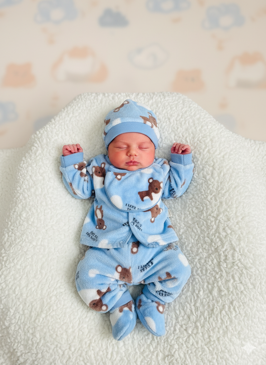 Six pieces Baby Suit For Winter blue bear