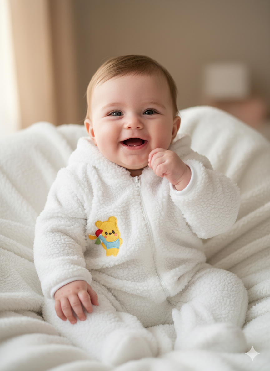 Warm & cozy Baby Romper fur