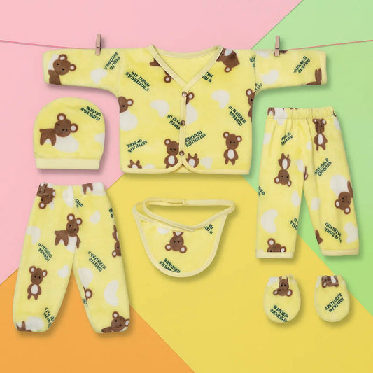 Six pieces Baby Suit For Winter yellow bear